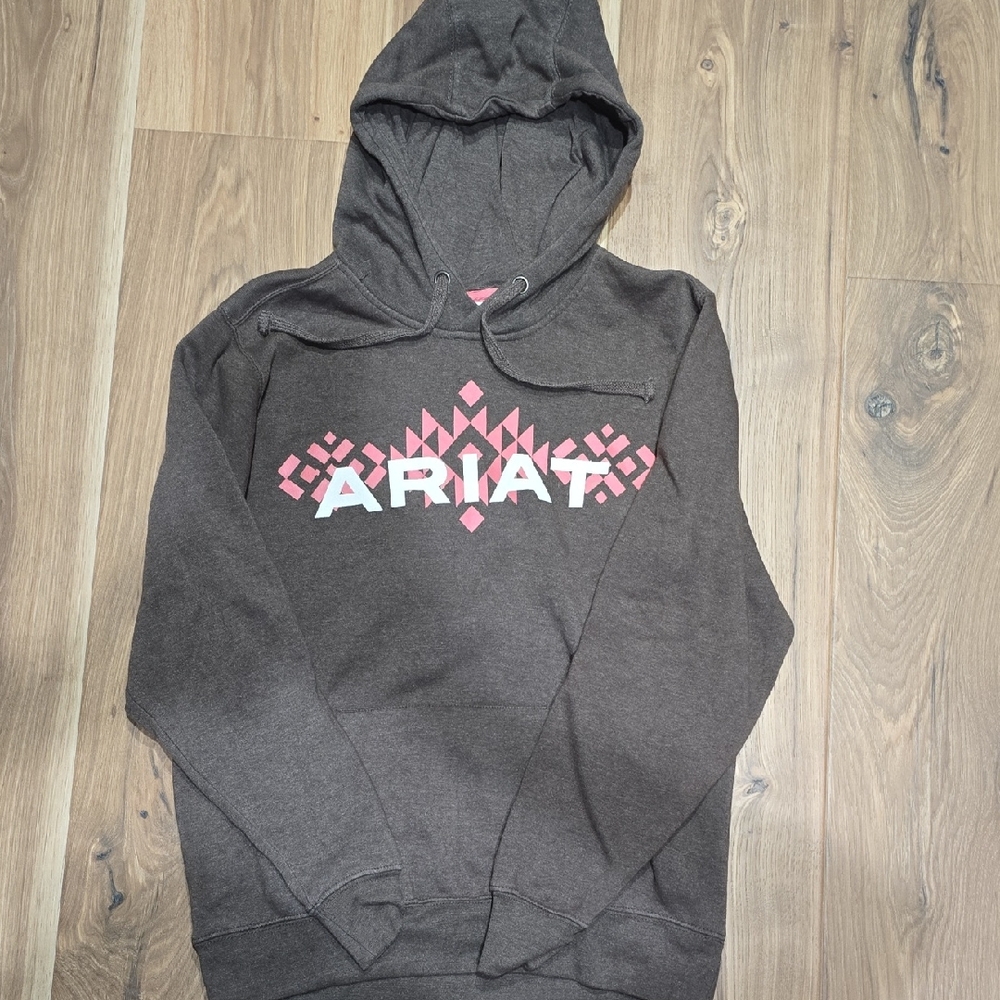 Ariat Dark Brown Hoodie with Pink Pattern
